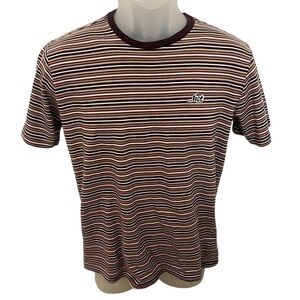 Lost Skate Surf Brown Stripes Short Sleeve Tee Shirt Men S Small